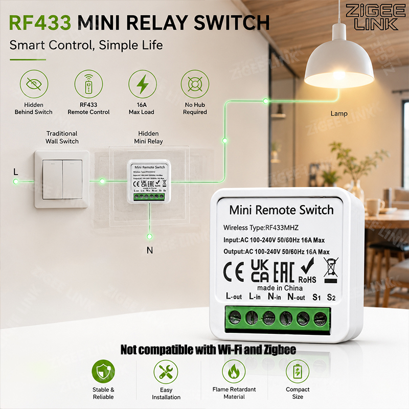 RF433MHz 16A Mini Smart Relay  - Diy Home Automation System 评论和价格